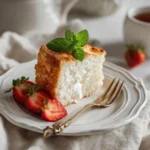 Gluten Free Angel Food Cake Recipe for Light, Airy Desserts 3 gluten free angel food cake recipe card with sliced cake