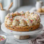 Gluten Free Cookie Cake Recipe That’s Soft, Chewy, and Easy to Make 3 gluten free cookie cake recipe with frosting and sprinkles