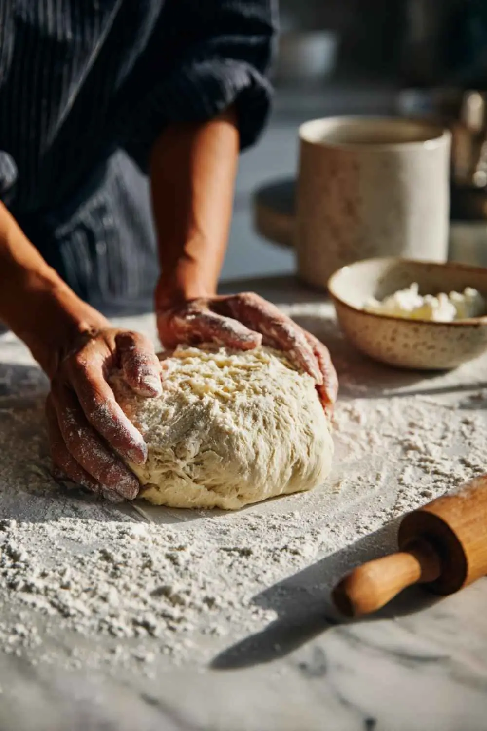gluten-free-pita-bread-yogurt-dough Gluten free pita dough with yogurt being kneaded