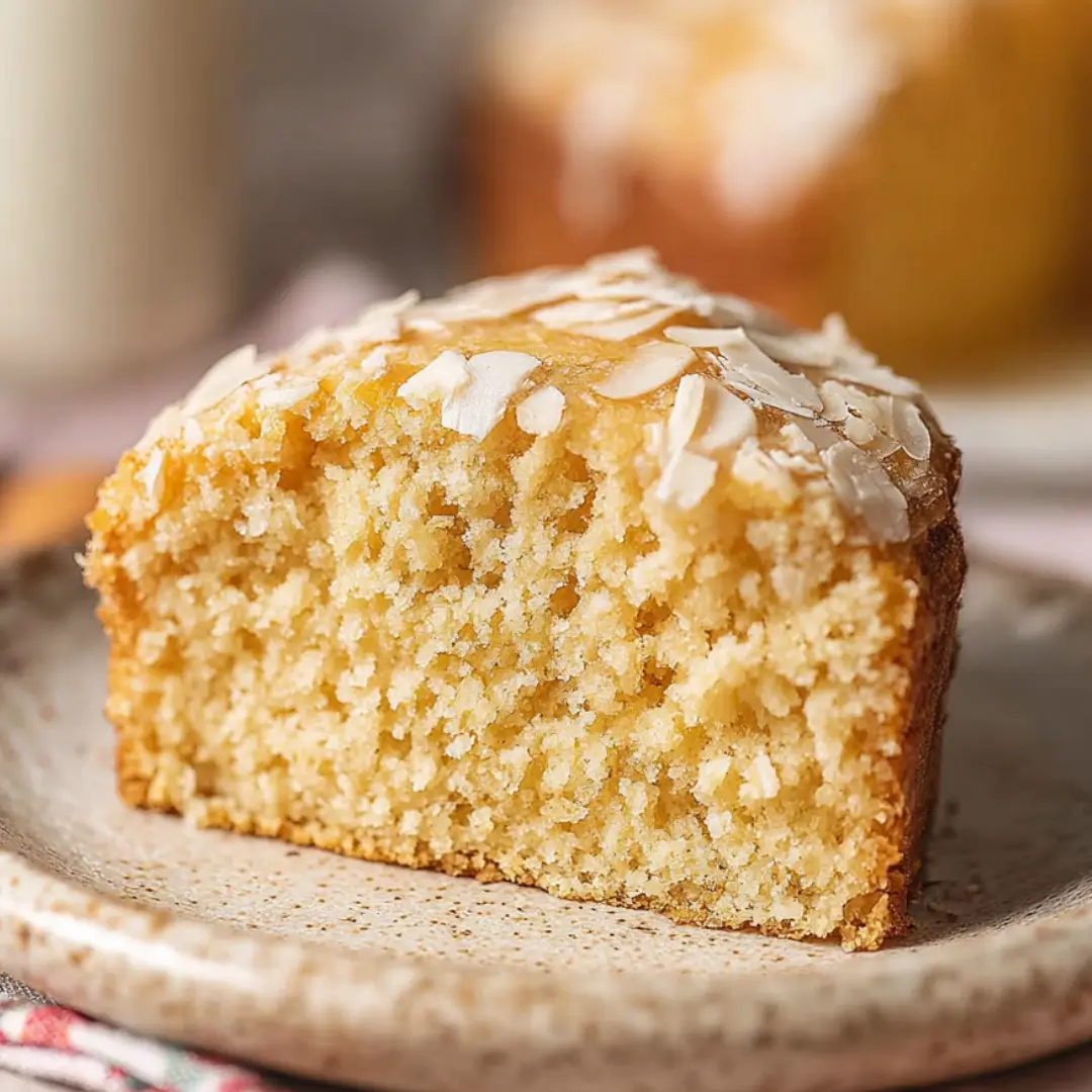 vegan gluten-free almond cake on white plate