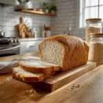 Gluten Free Egg Free Bread Recipe (No Eggs, No Dairy, Just Real Comfort) 3 Sliced gluten free egg free bread on cutting board in modern kitchen