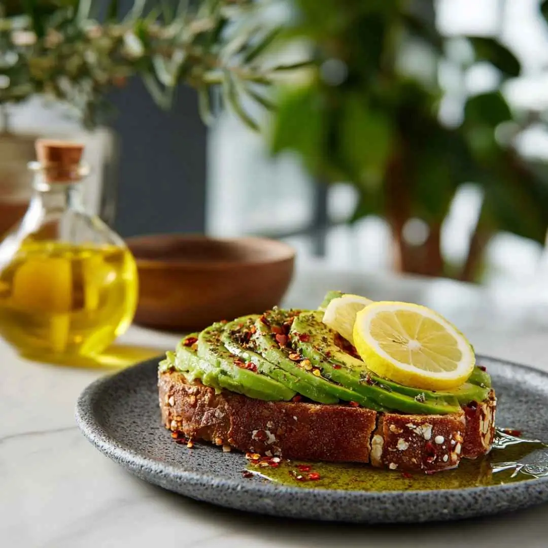 gluten-free-breakfast-ideas avocado toast on gluten free bread with lemon and olive oil