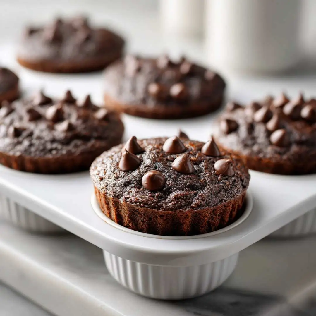gluten-free-chocolate-muffins-modern-kitchen gluten free chocolate muffins cooling on a marble counter