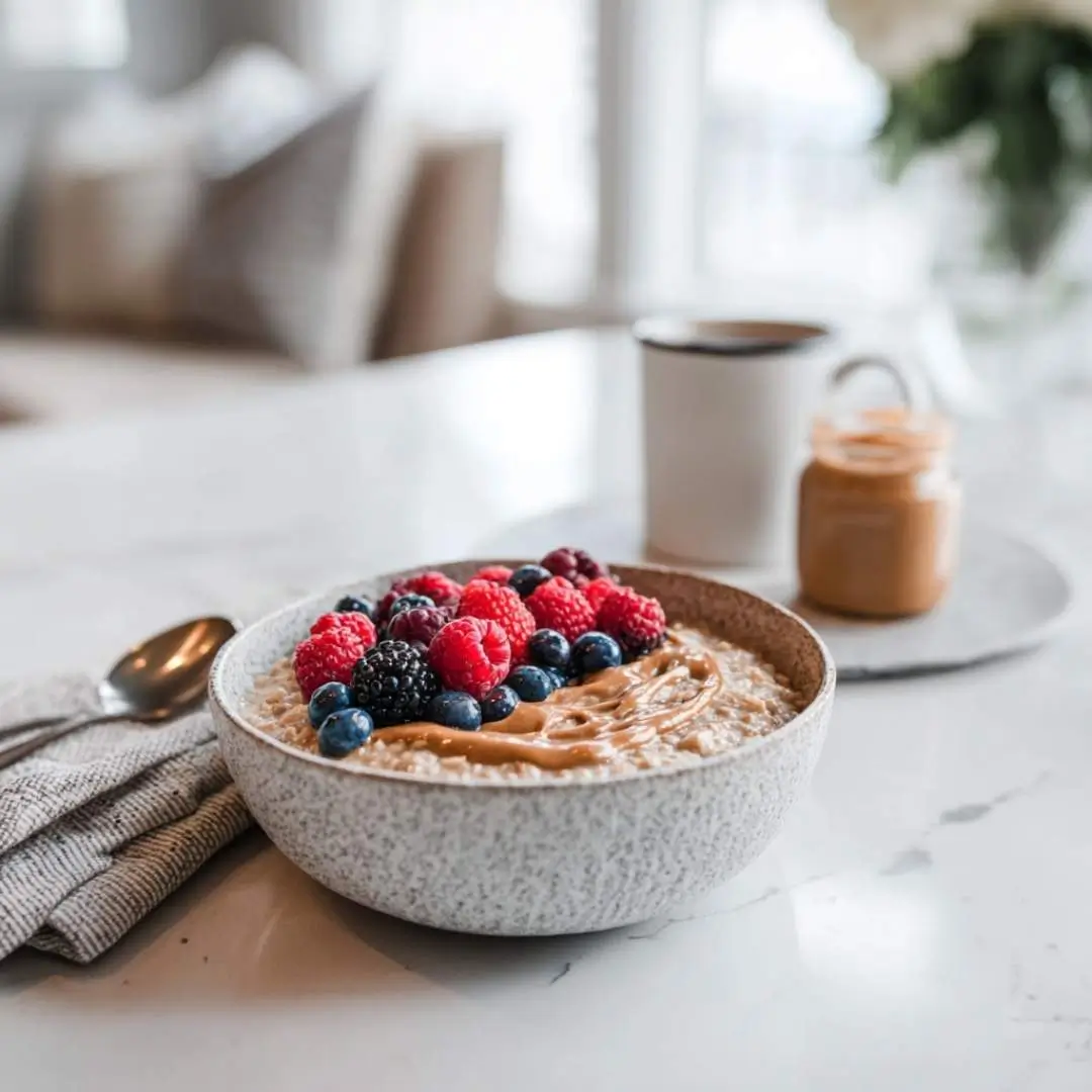 gluten-free-dairy-free-breakfast gluten free dairy free oatmeal with almond butter and berries