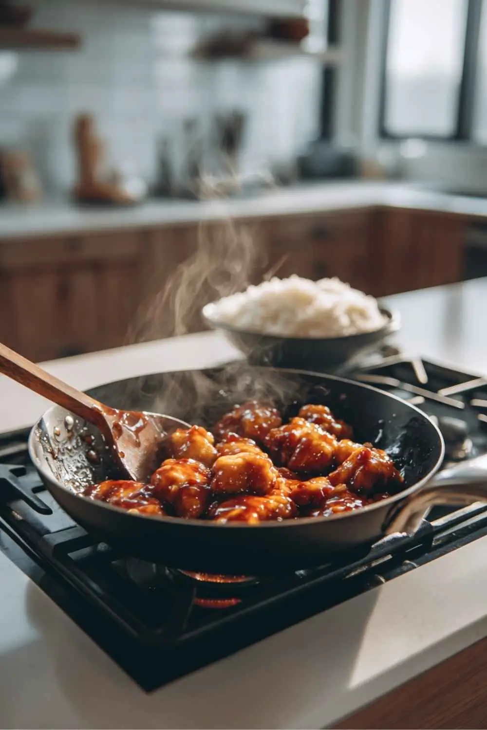 gluten-free-orange-chicken-tossed-in-sauce Gluten free orange chicken tossed in sauce in skillet