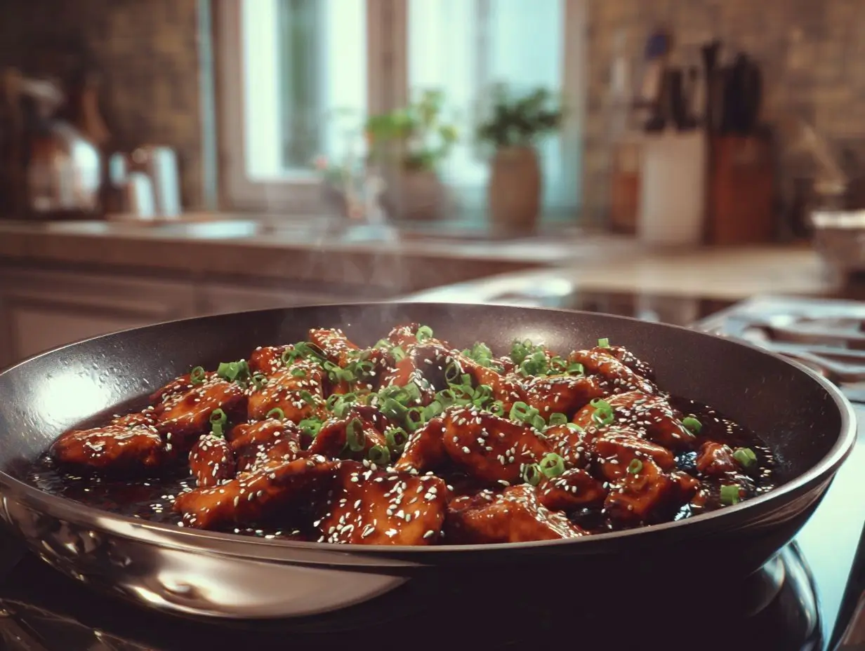 gluten free teriyaki chicken recipe​ sizzling gluten free teriyaki chicken in skillet