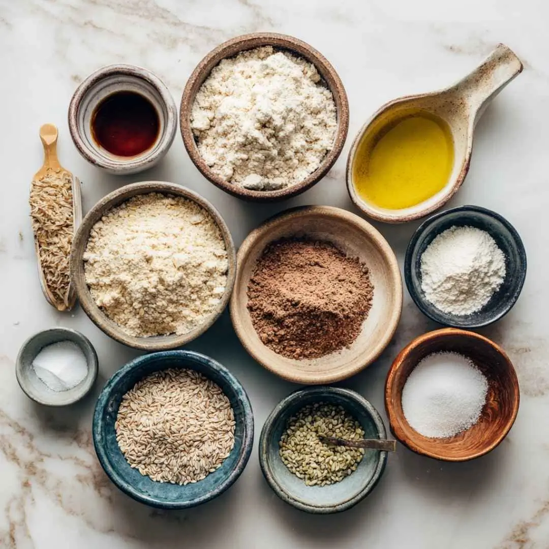 gluten-free-vegan-bread-ingredients ingredients for gluten free and vegan bread in bowls