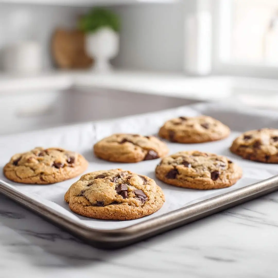 gluten lactose free dessert recipes chocolate chip cookies cooling in a modern kitchen