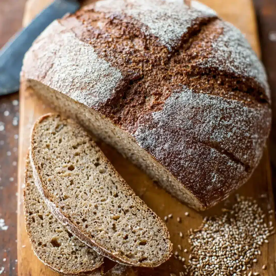 Rustic gluten free rye-style bread loaf
