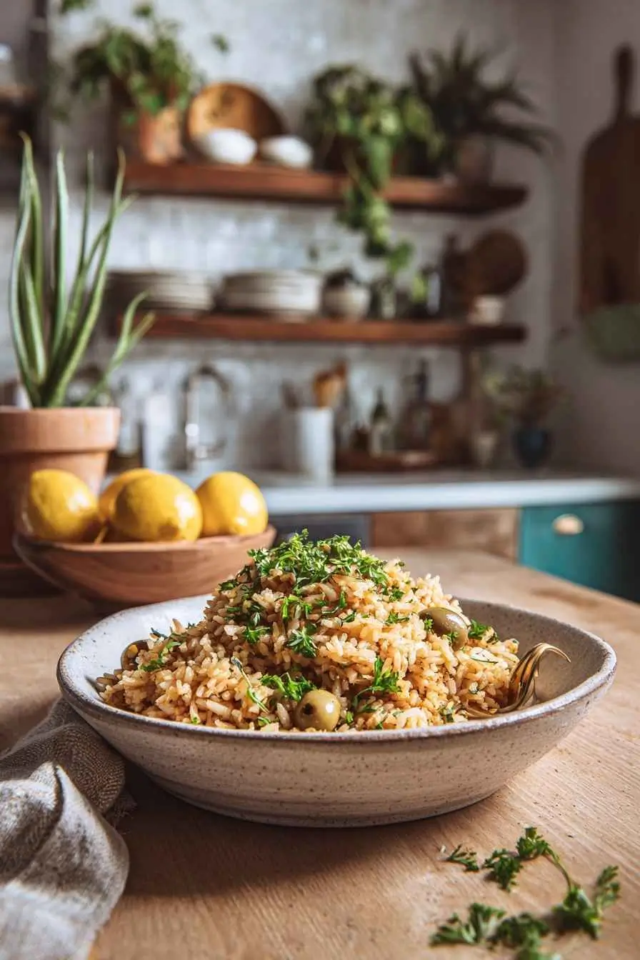 mediterranean-gluten-free-rice-pilaf Mediterranean gluten free rice pilaf with lemon zest and olives